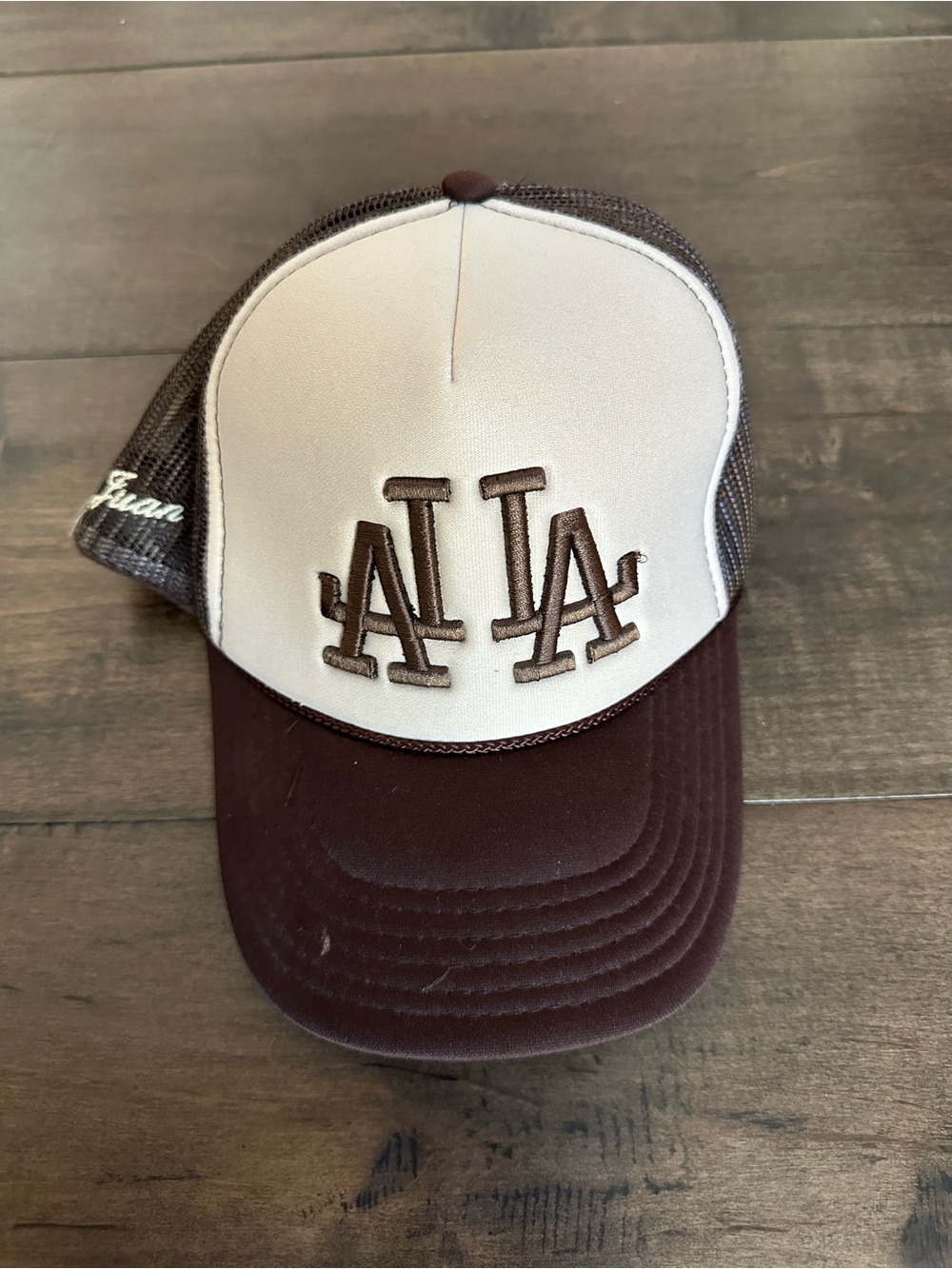 Brown & Cream Trucker Hat with Raised Logo